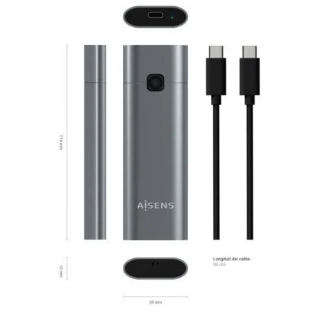 Aisens Caja Externa M.2 NVMe ASM2-021GR USB 3.2 Gen2 Gris